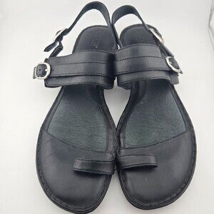 Born Black Leather Toe‑Loop Buckle Strap Sandals | Women’s Size 10